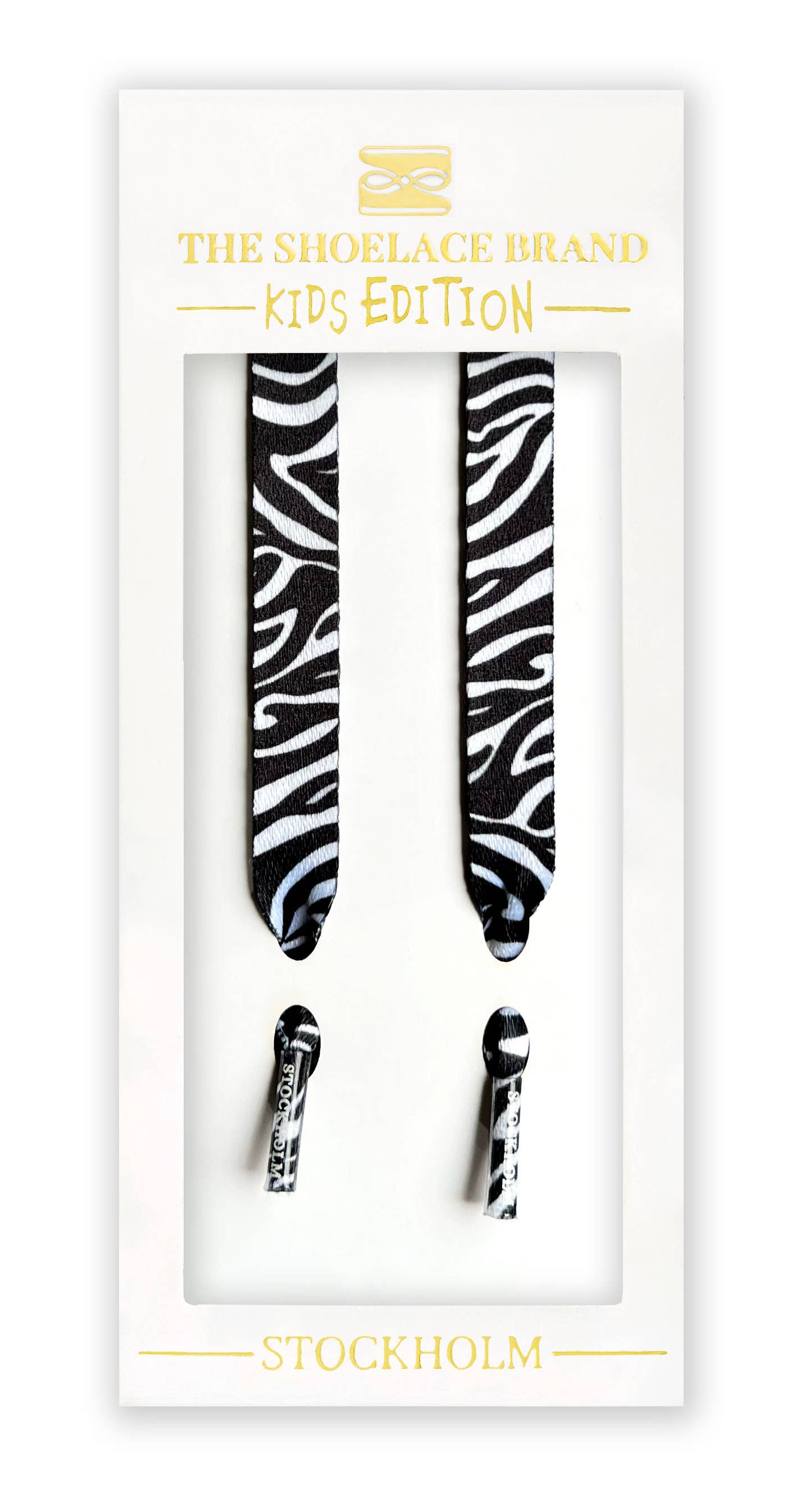 Kids Classic Zebra – Svartvita zebramönstrade skosnören för barn: 70cm/27,56 tum