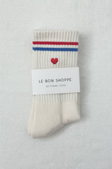 Le Bon - Broderade Boyfriend-strumpor MJÖLK + HJÄRTA